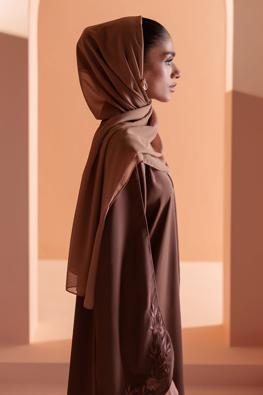 Embroidered Button Through Abaya - 5008