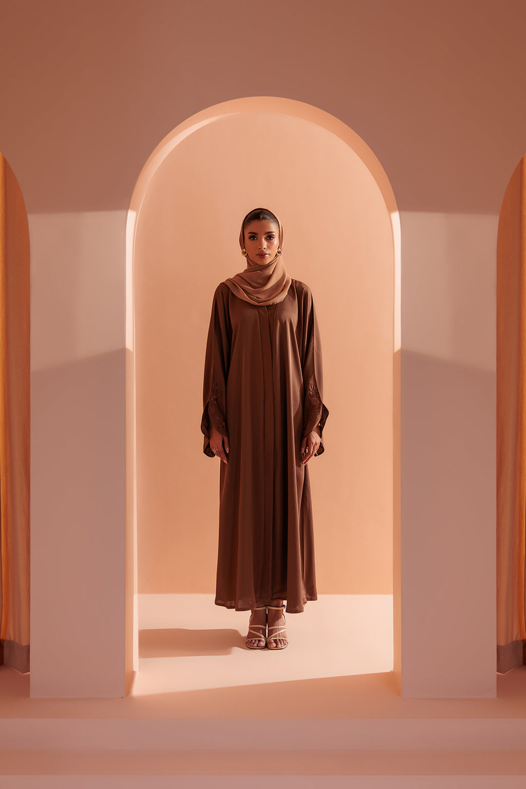 Embroidered Button Through Abaya - 5008