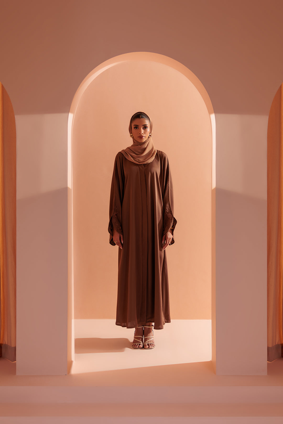Embroidered Button Through Abaya - 5008