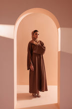 Embroidered Button Through Abaya - 5008