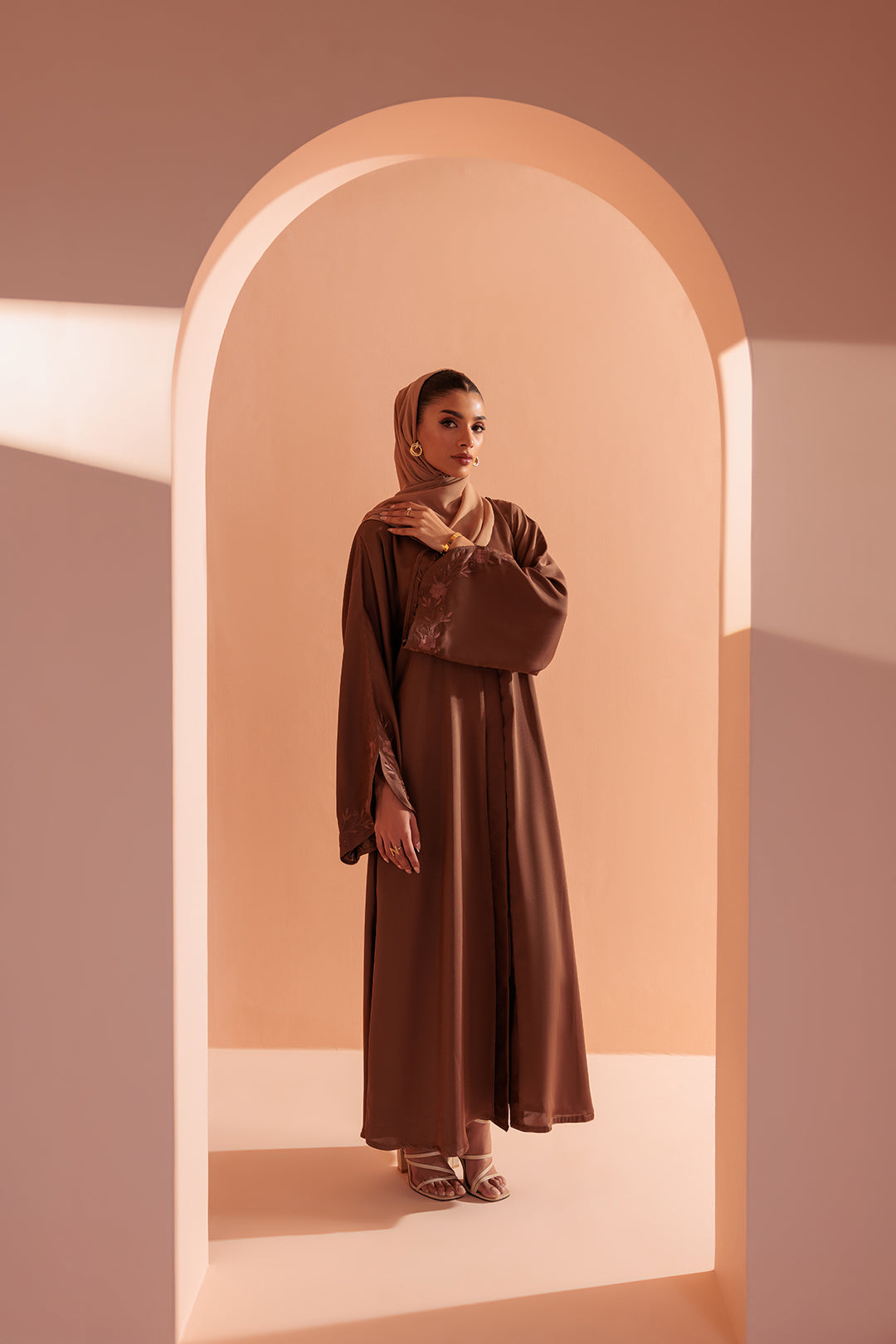 Embroidered Button Through Abaya - 5008