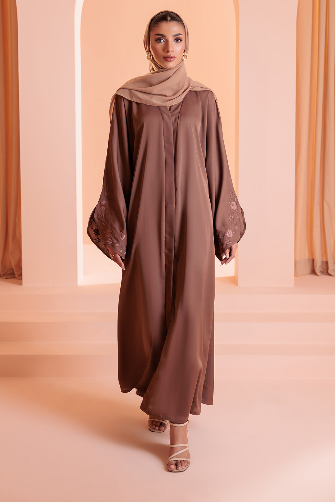 Embroidered Button Through Abaya - 5008