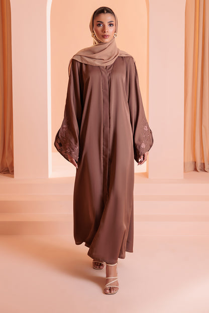 Embroidered Button Throught Abaya - 5008