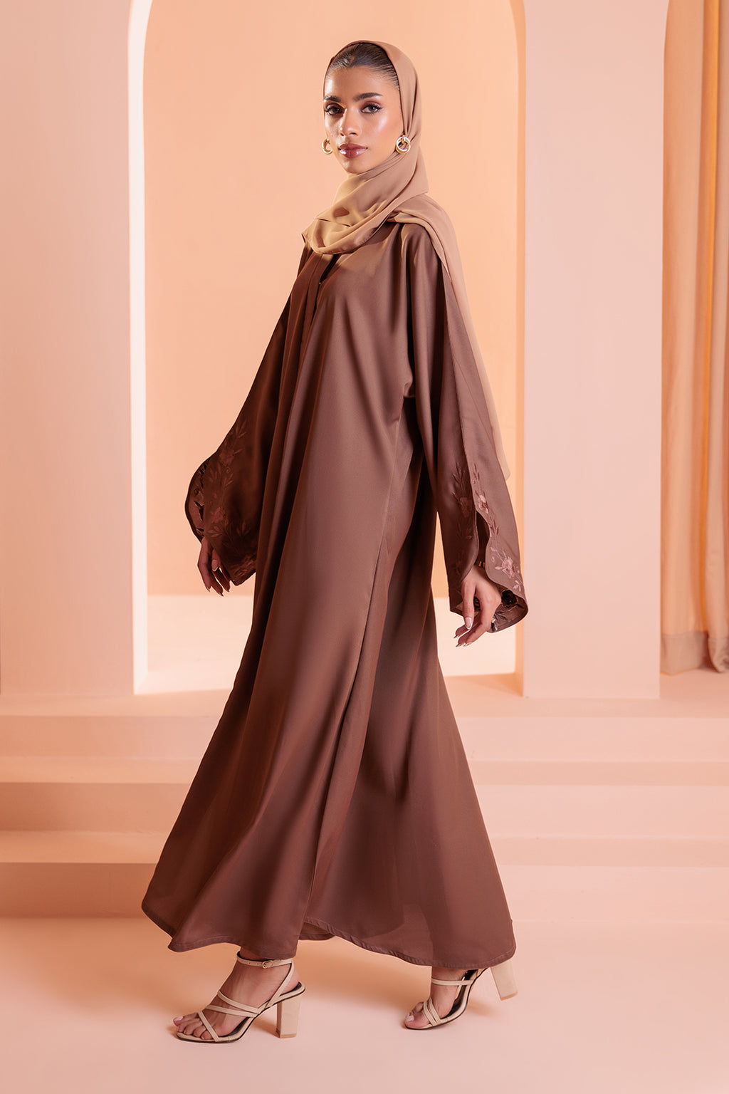 Embroidered Button Through Abaya - 5008