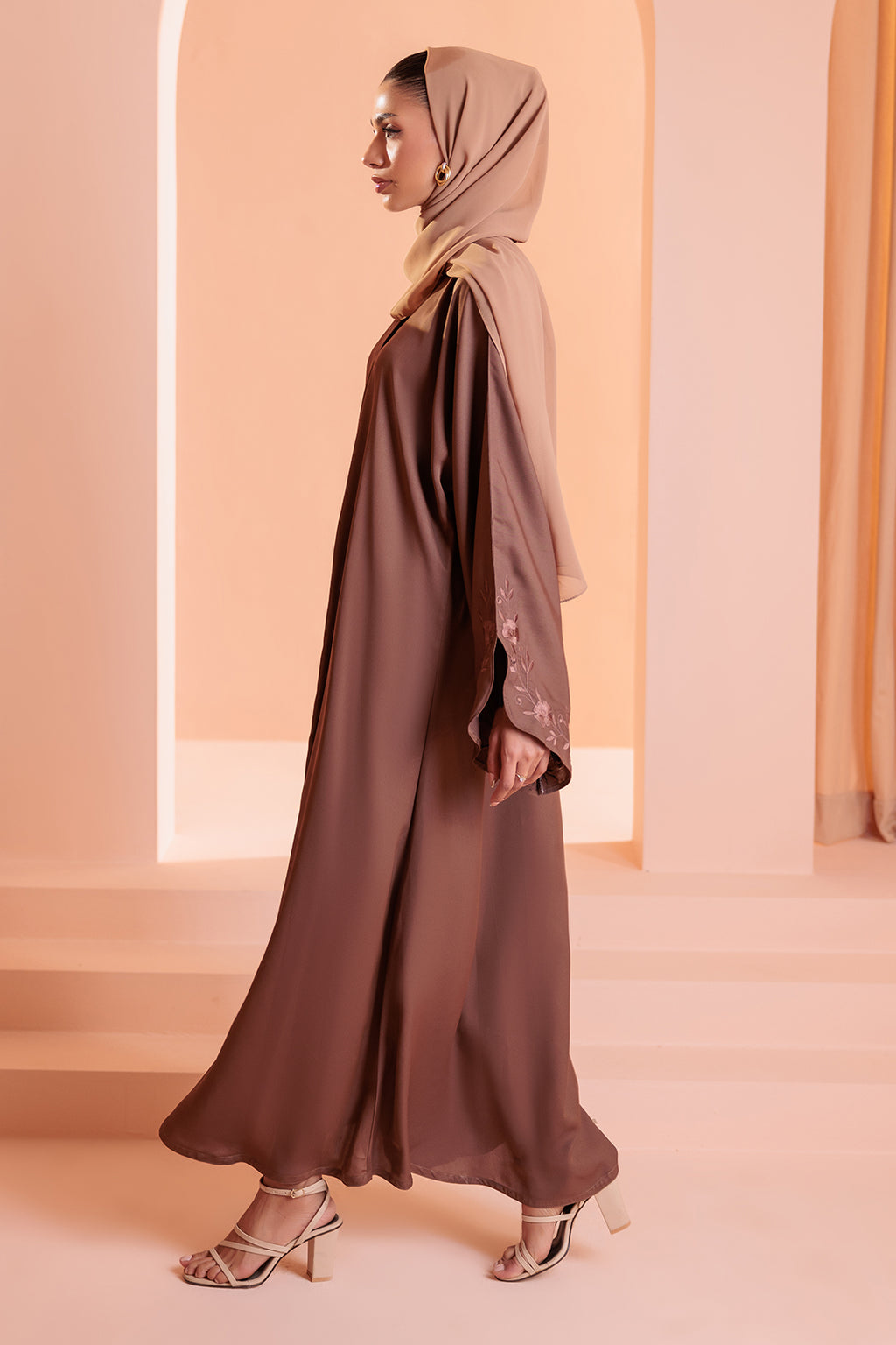 Embroidered Button Through Abaya - 5008