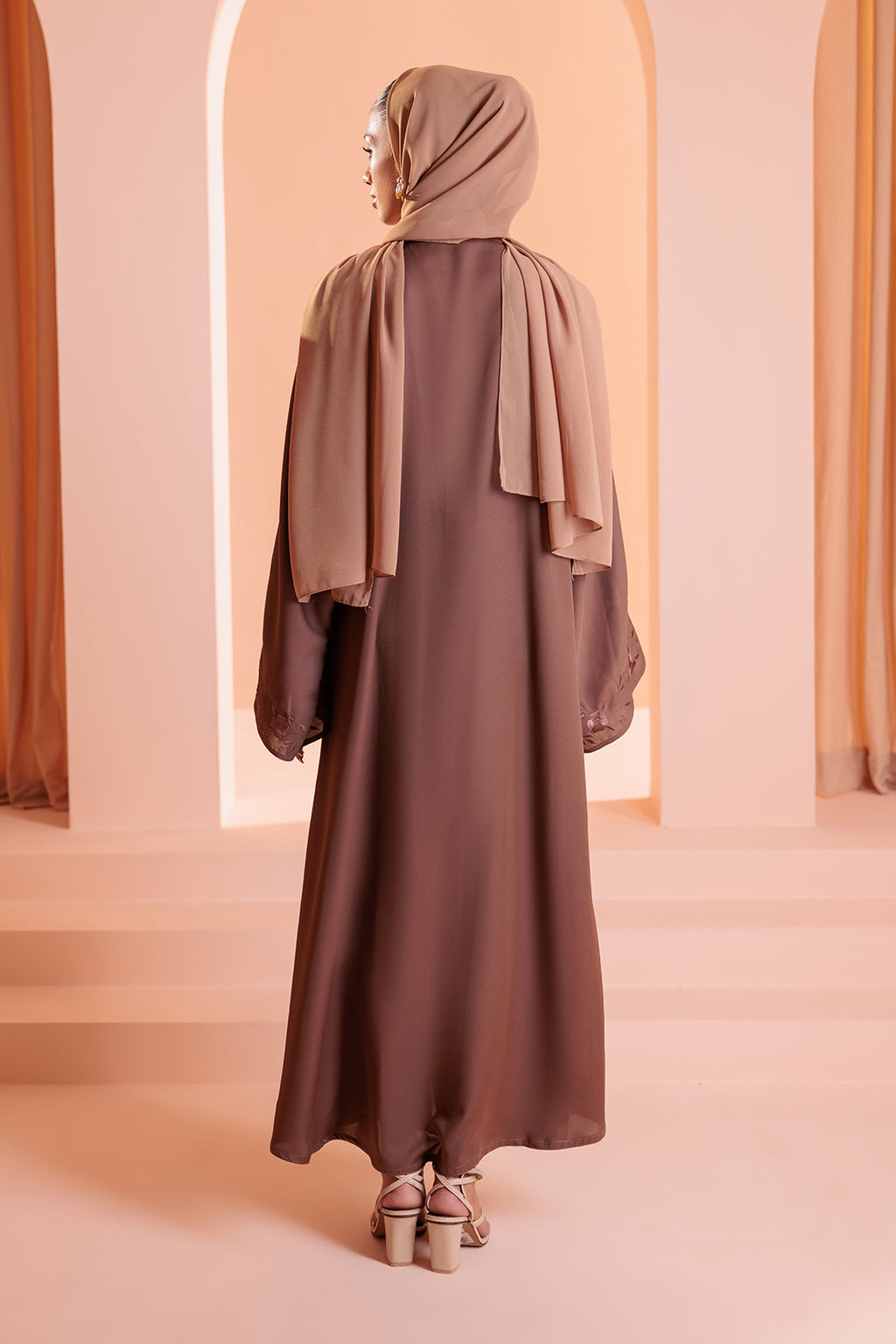 Embroidered Button Through Abaya - 5008