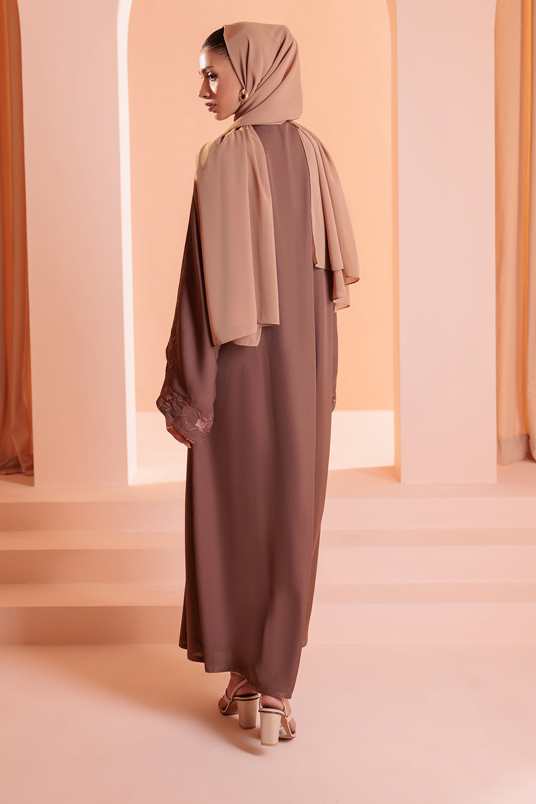 Embroidered Button Through Abaya - 5008
