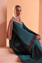 Embroidered Button Through Abaya - 5009