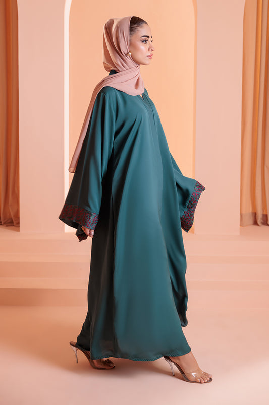 Embroidered Button Throught Abaya - 5009