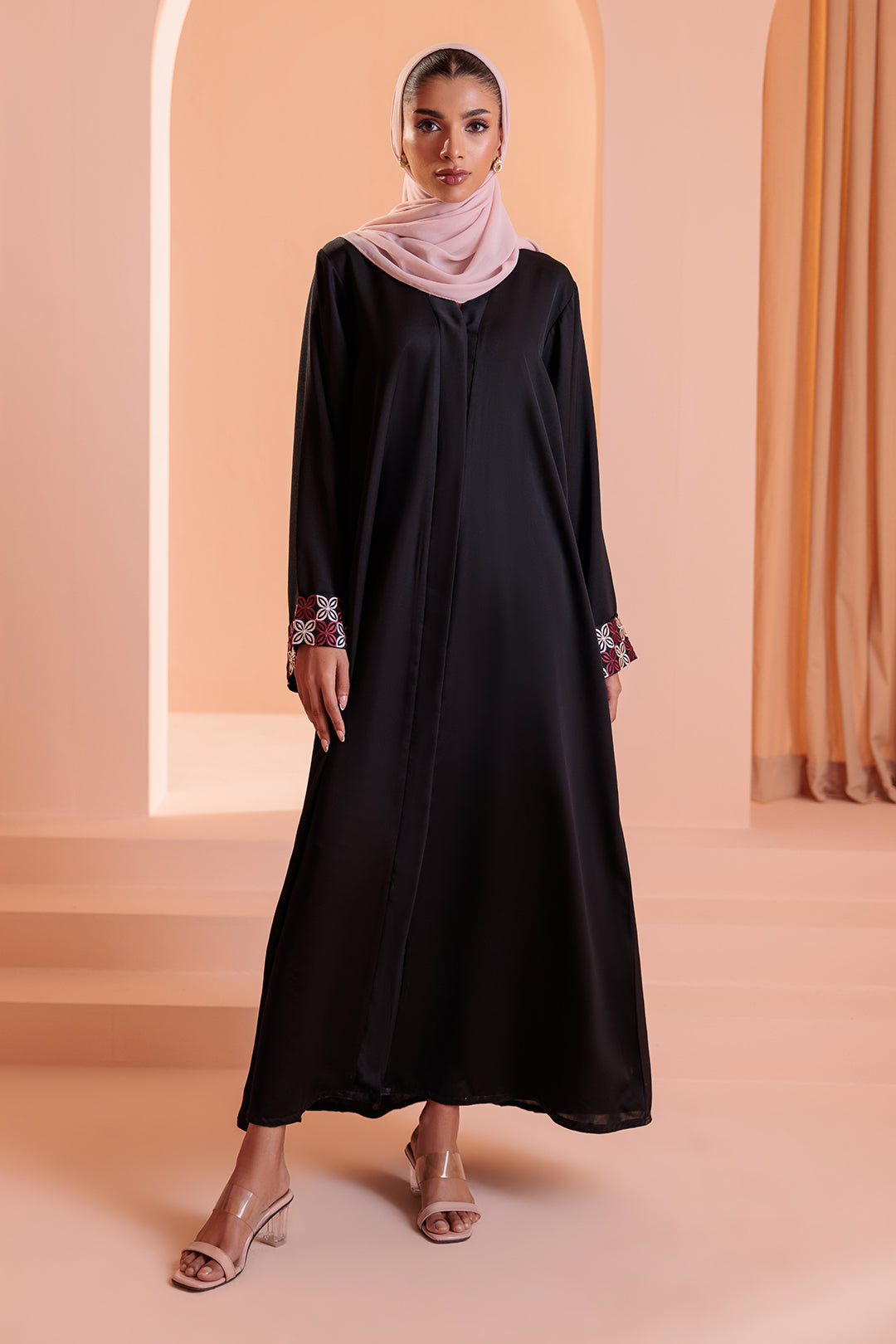 Embroidered Button Throught Abaya - 5010