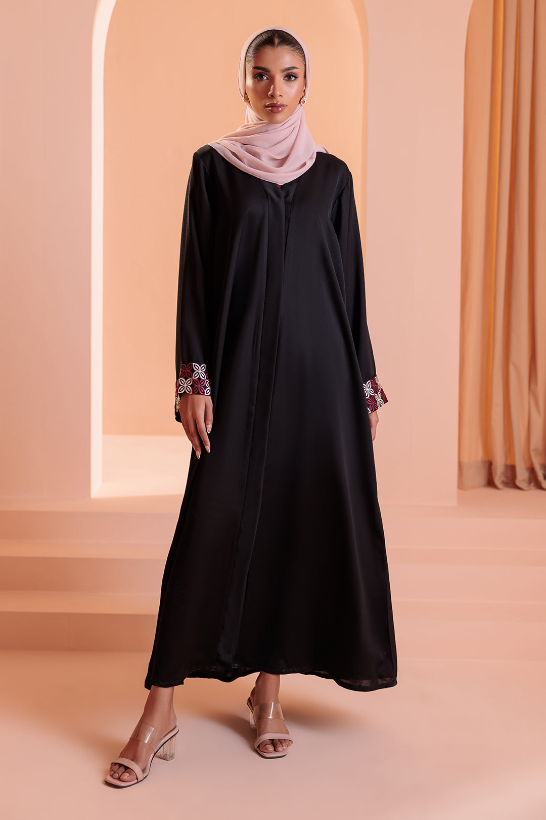Embroidered Button Through Abaya - 5010