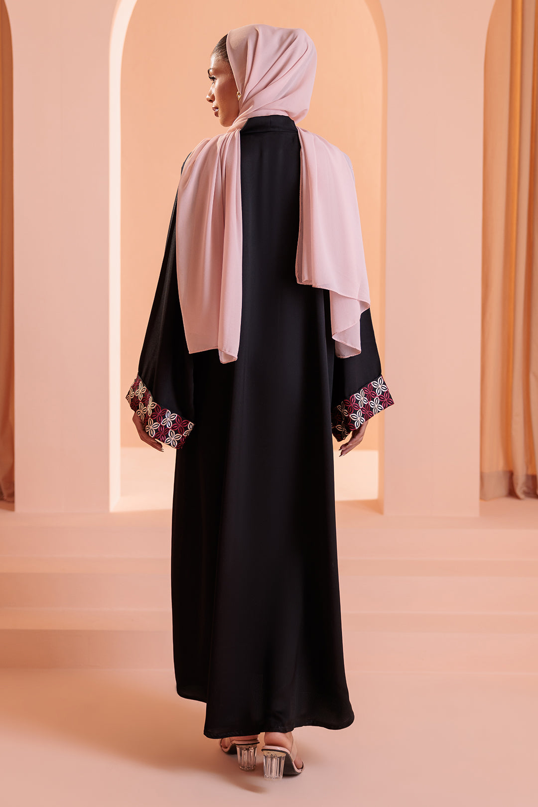 Embroidered Button Through Abaya - 5010