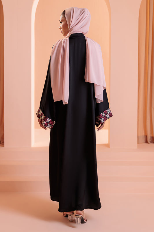 Embroidered Button Throught Abaya - 5010