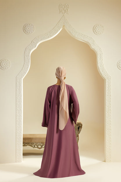 Single Button Plain Abaya with Pocket - 5012