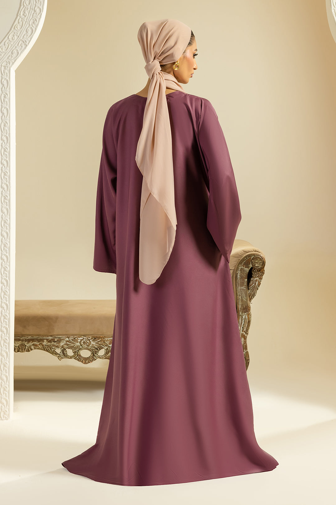 Single Button Plain Abaya with Pocket - 5012