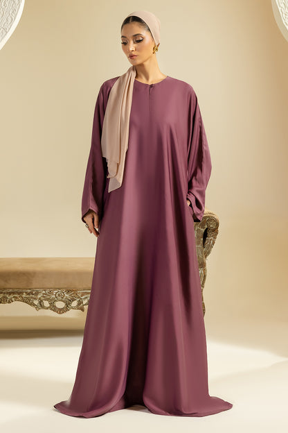 Single Button Plain Abaya with Pocket - 5012
