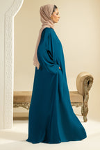 Single Button Plain Abaya with Pocket - 5013