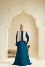 Single Button Plain Abaya with Pocket - 5013