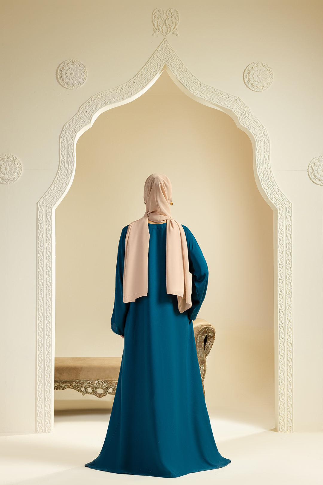 Single Button Plain Abaya with Pocket - 5013