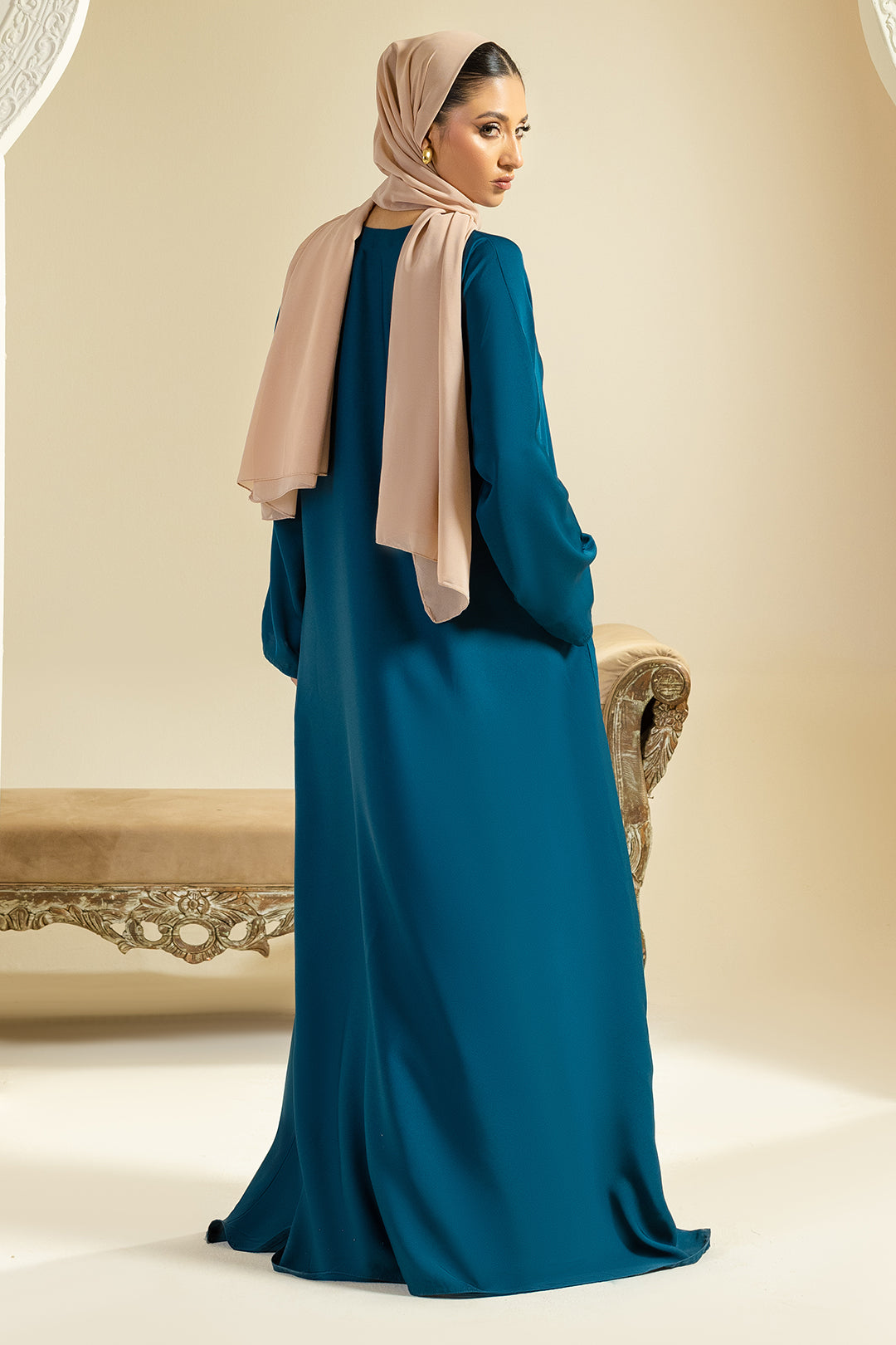 Single Button Plain Abaya with Pocket - 5013