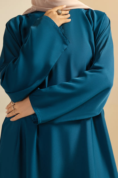 Single Button Plain Abaya with Pocket - 5013