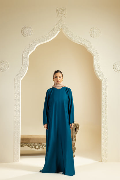 Single Button Plain Abaya with Pocket - 5013