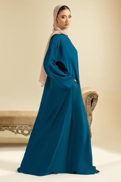 Single Button Plain Abaya with Pocket - 5013