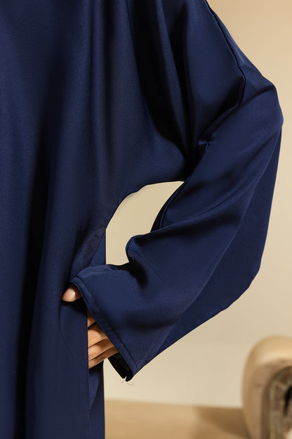 Single Button Plain Abaya with Pocket - 5014