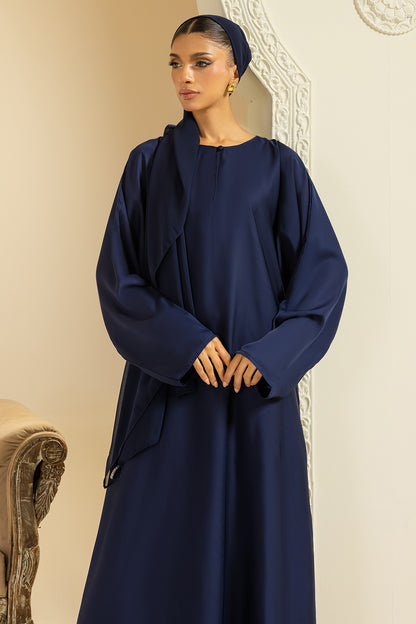 Single Button Plain Abaya with Pocket - 5014
