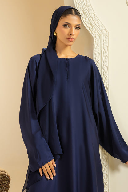 Single Button Plain Abaya with Pocket - 5014