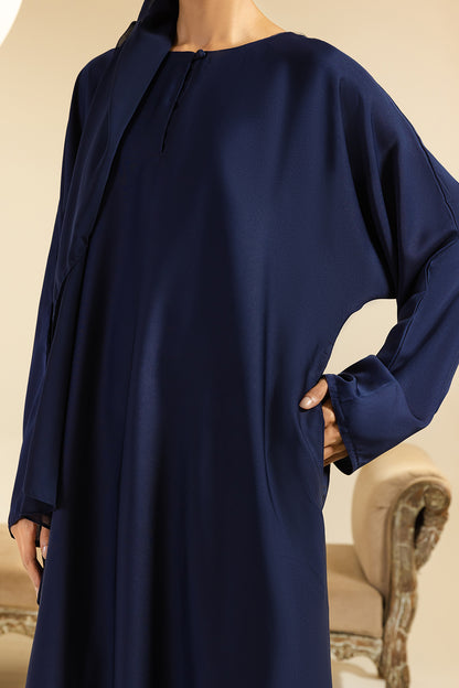 Single Button Plain Abaya with Pocket - 5014