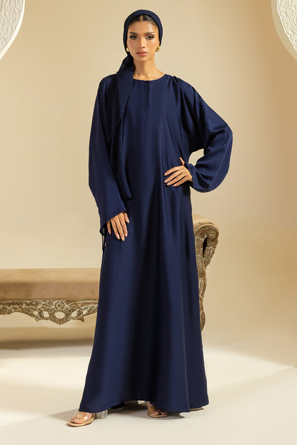 Single Button Plain Abaya with Pocket - 5014