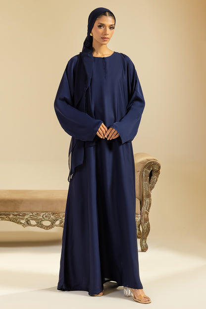 Single Button Plain Abaya with Pocket - 5014