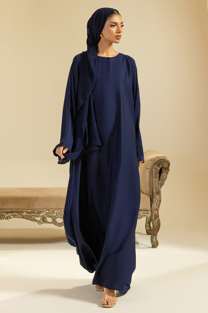 Single Button Plain Abaya with Pocket - 5014