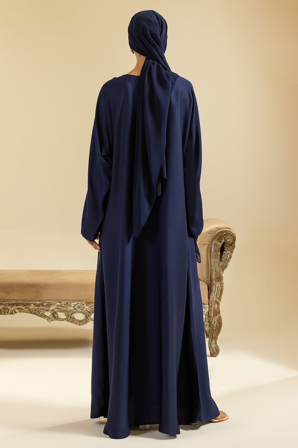 Single Button Plain Abaya with Pocket - 5014
