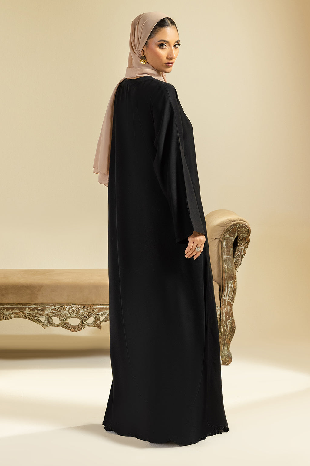 Single Button Plain Abaya with Pocket - 5011