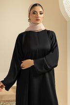 Single Button Plain Abaya with Pocket - 5011