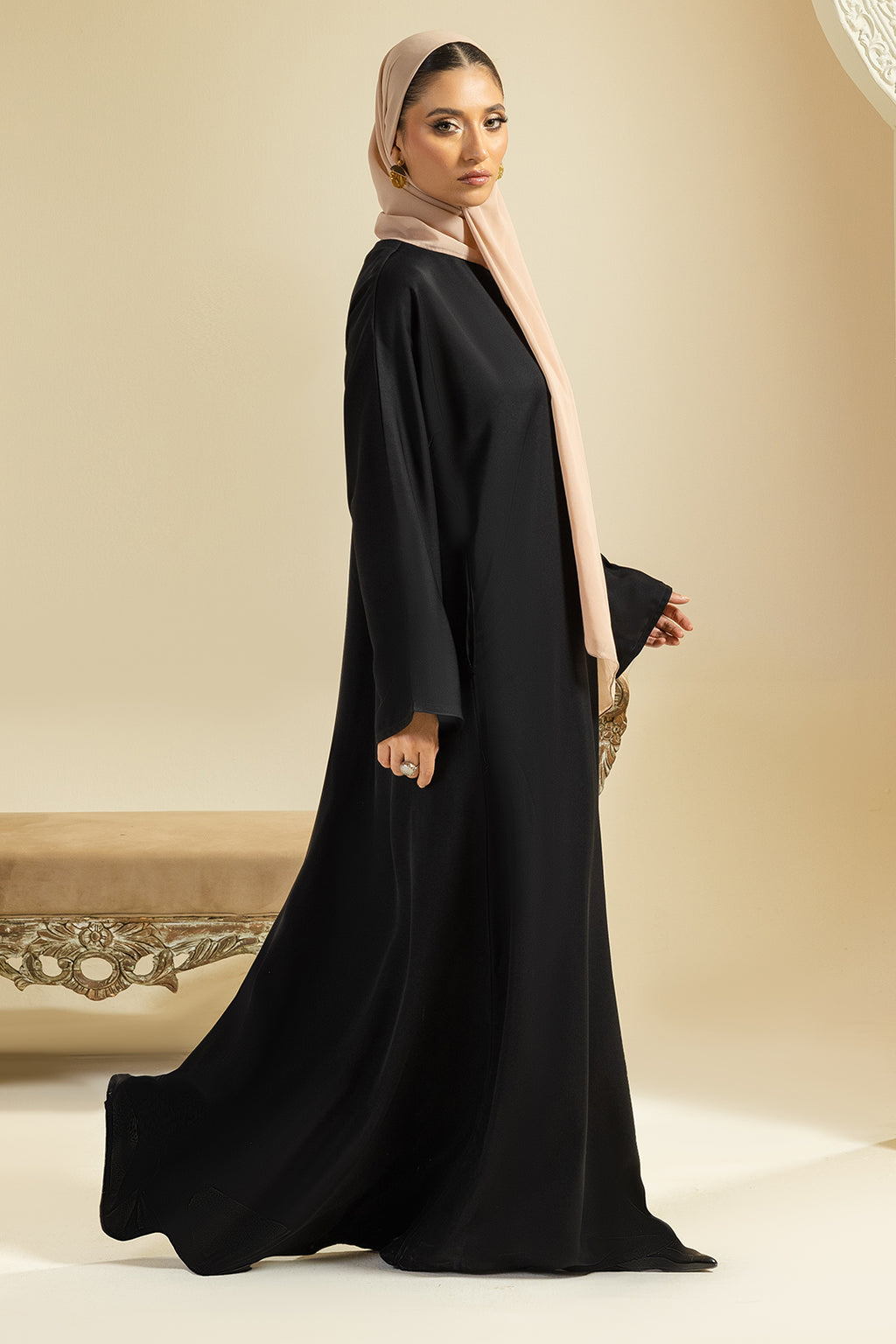 Single Button Plain Abaya with Pocket - 5011