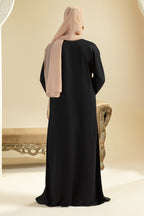 Single Button Plain Abaya with Pocket - 5011