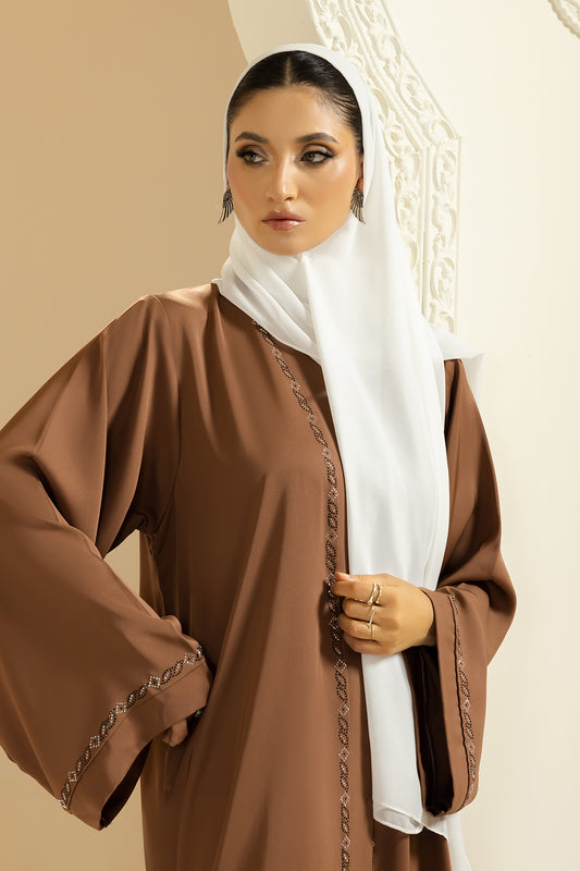 Stonework Button Abaya - 5019