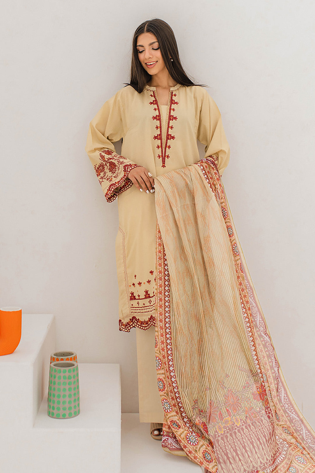 Embroidered Kurta Dupatta - 0317