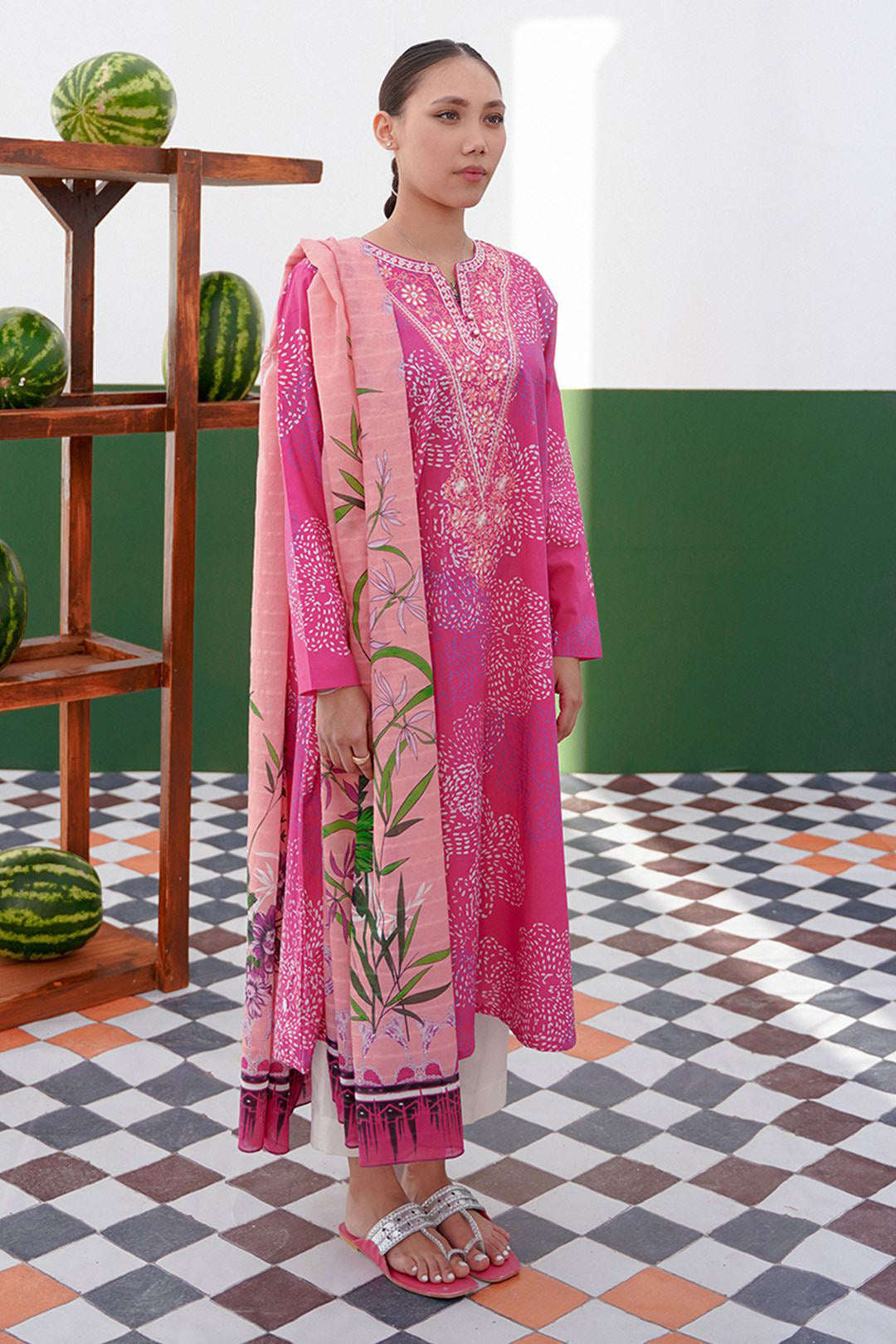 Embroidered  Kurta Dupatta - 0653