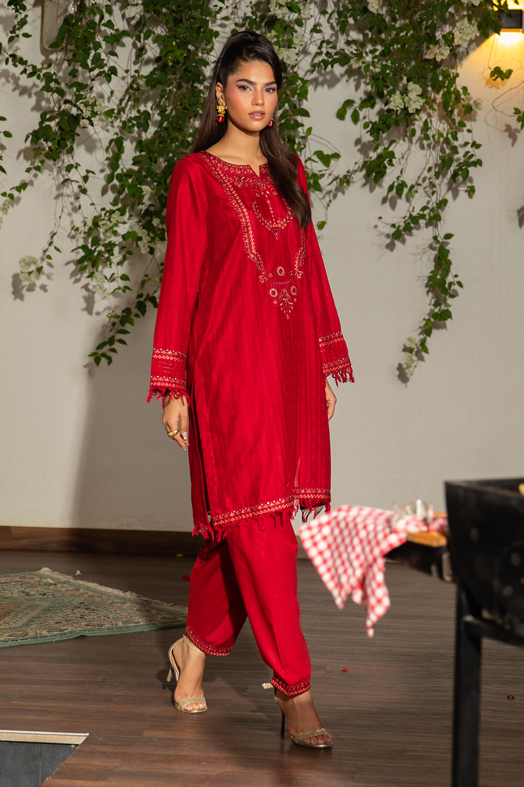 Embroidered Kurta Trouser - 1263