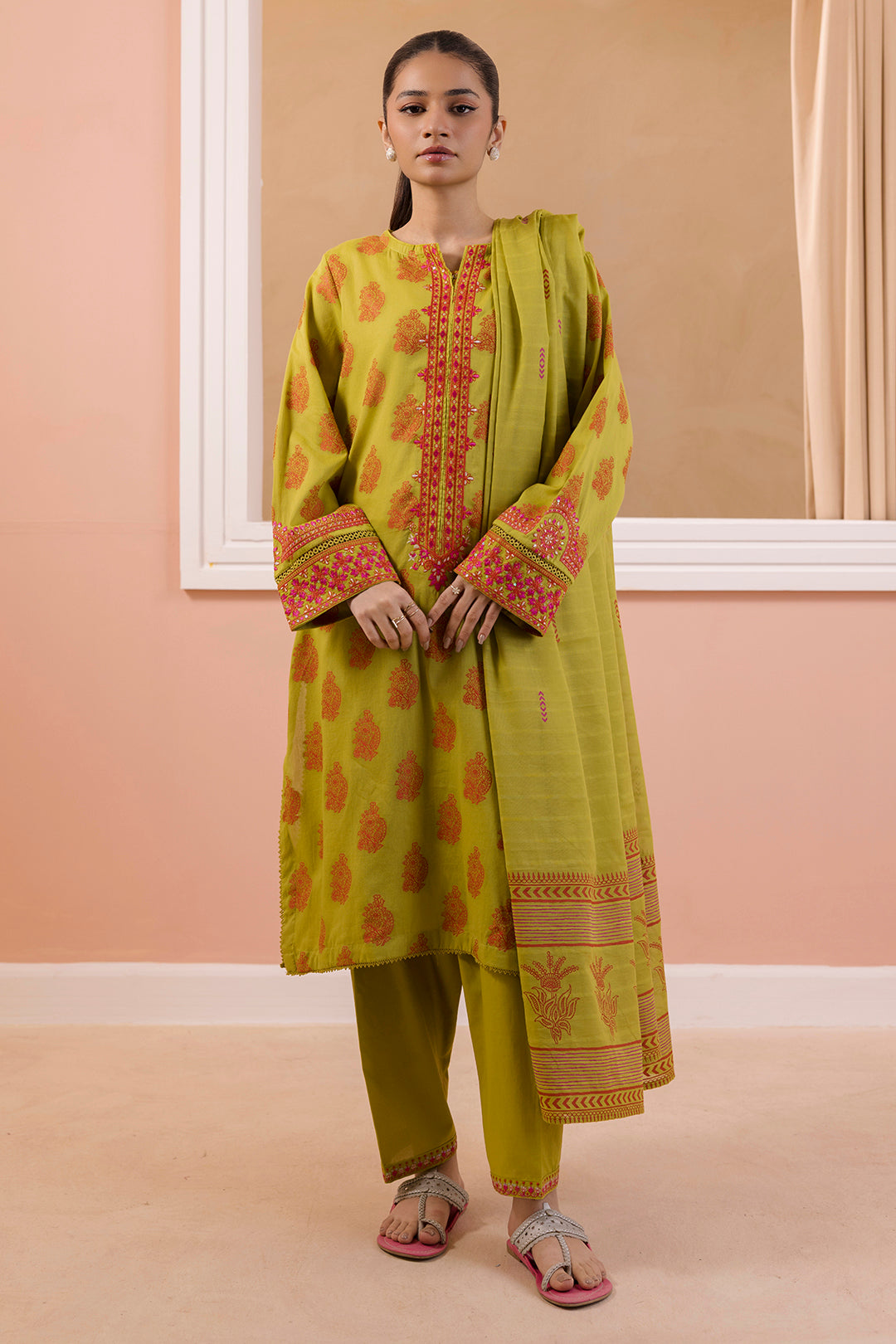 Embroidered Kurta Dupatta Trouser - 1251
