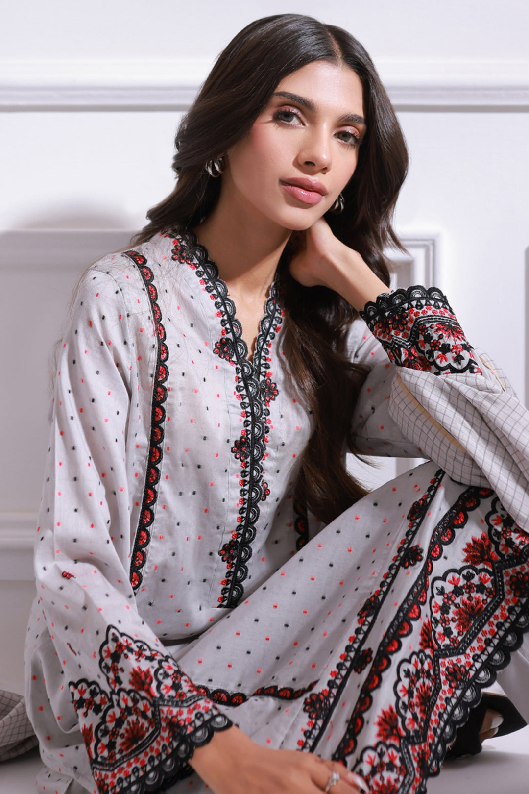 Embroidered Kurta Dupatta Trouser - 1258