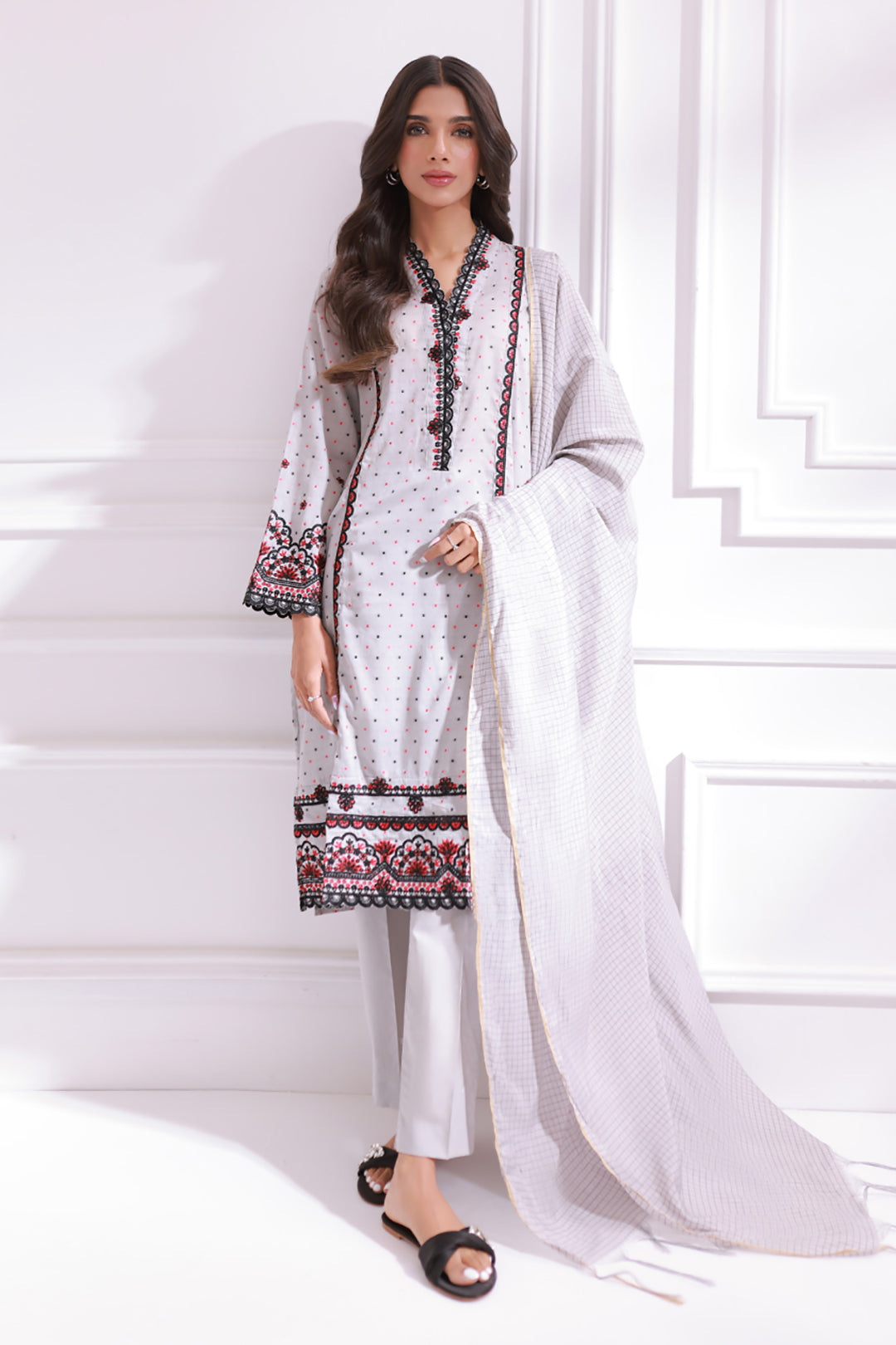 Embroidered Kurta Dupatta Trouser - 1258