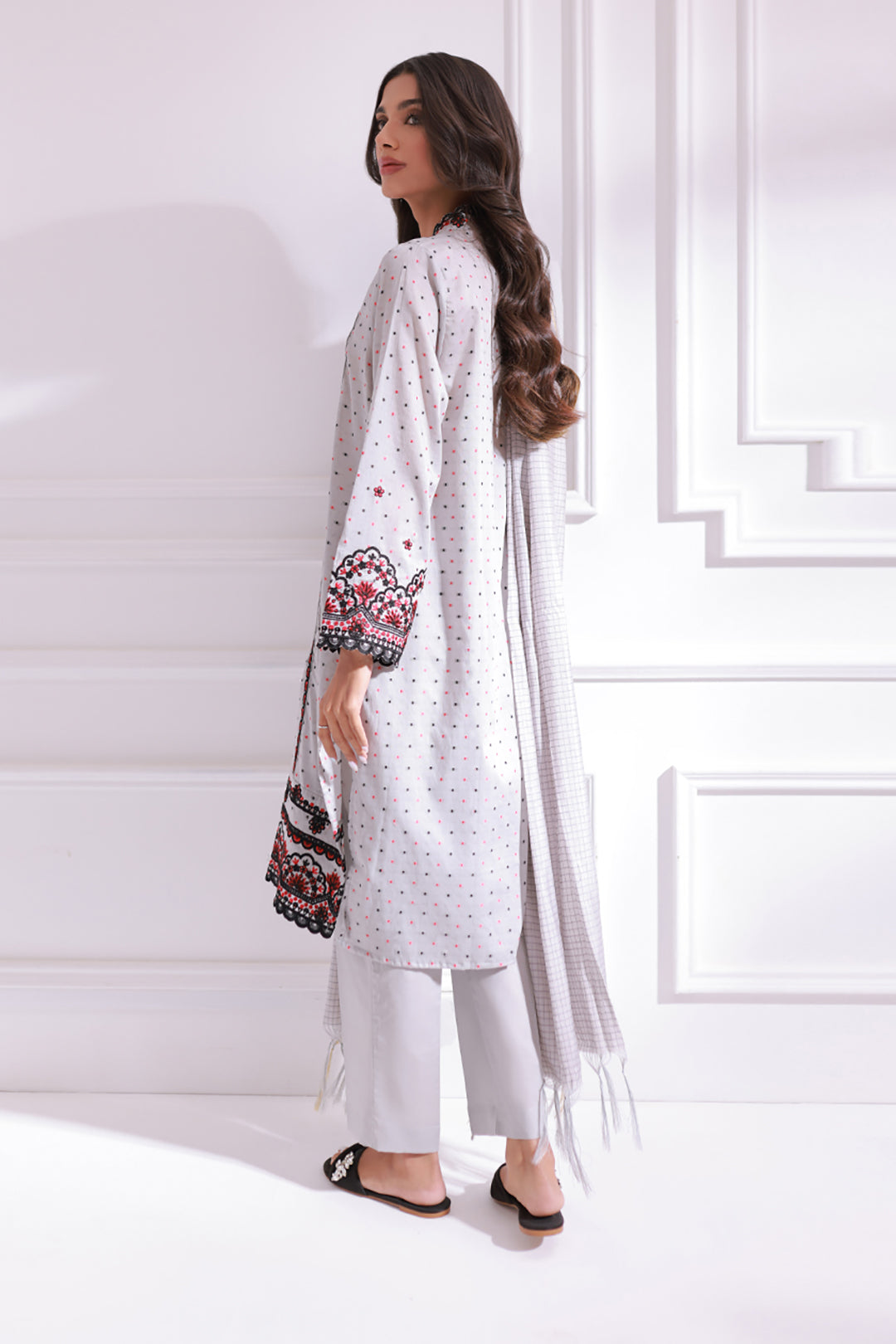 Embroidered Kurta Dupatta Trouser - 1258