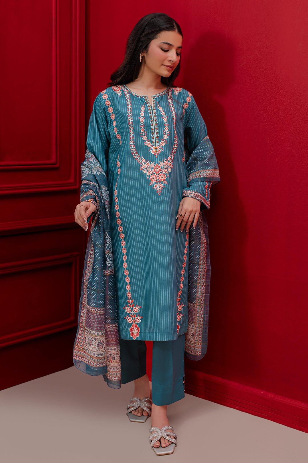 Embroidered Kurta Dupatta Trouser - 1265