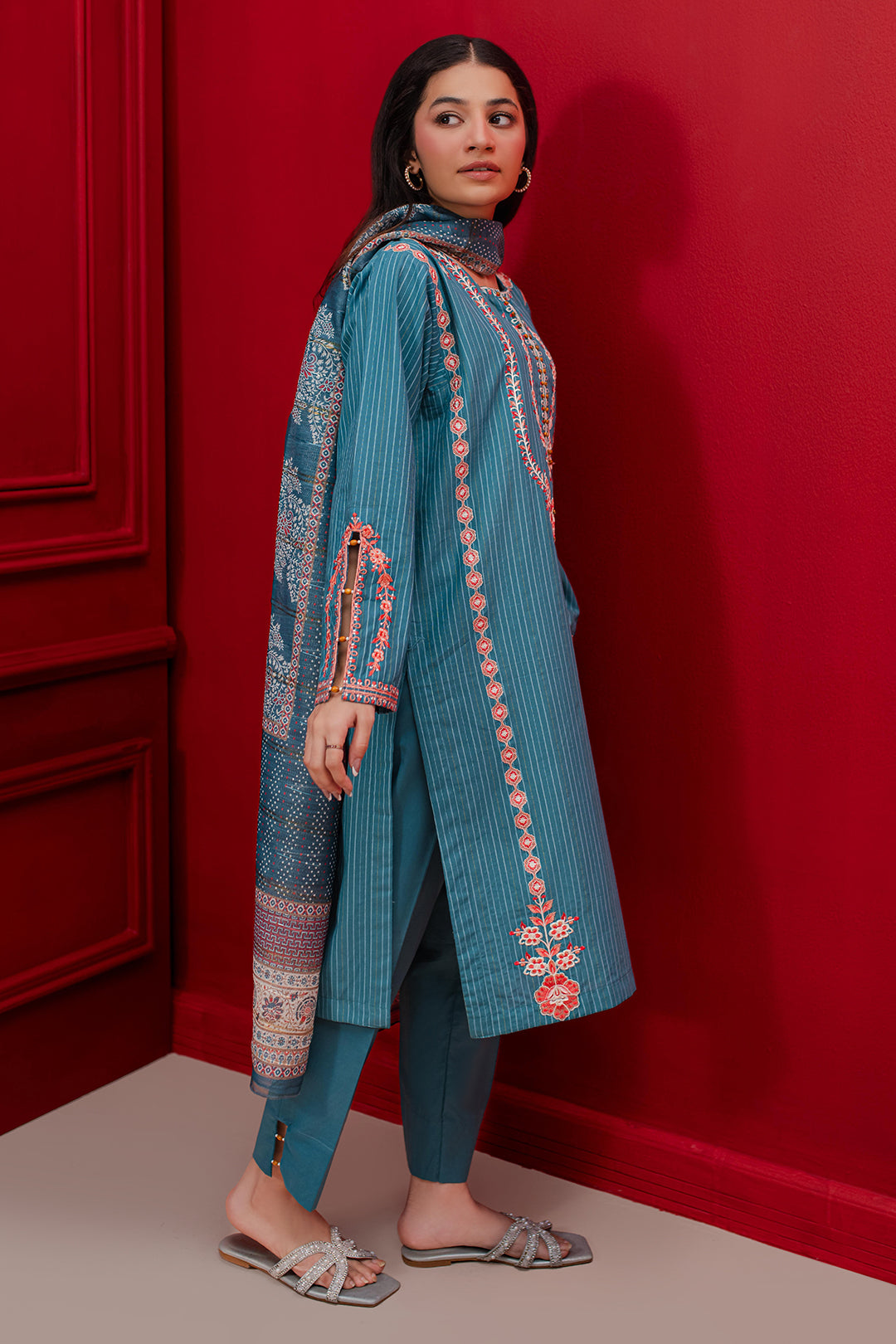 Embroidered Kurta Dupatta Trouser - 1265