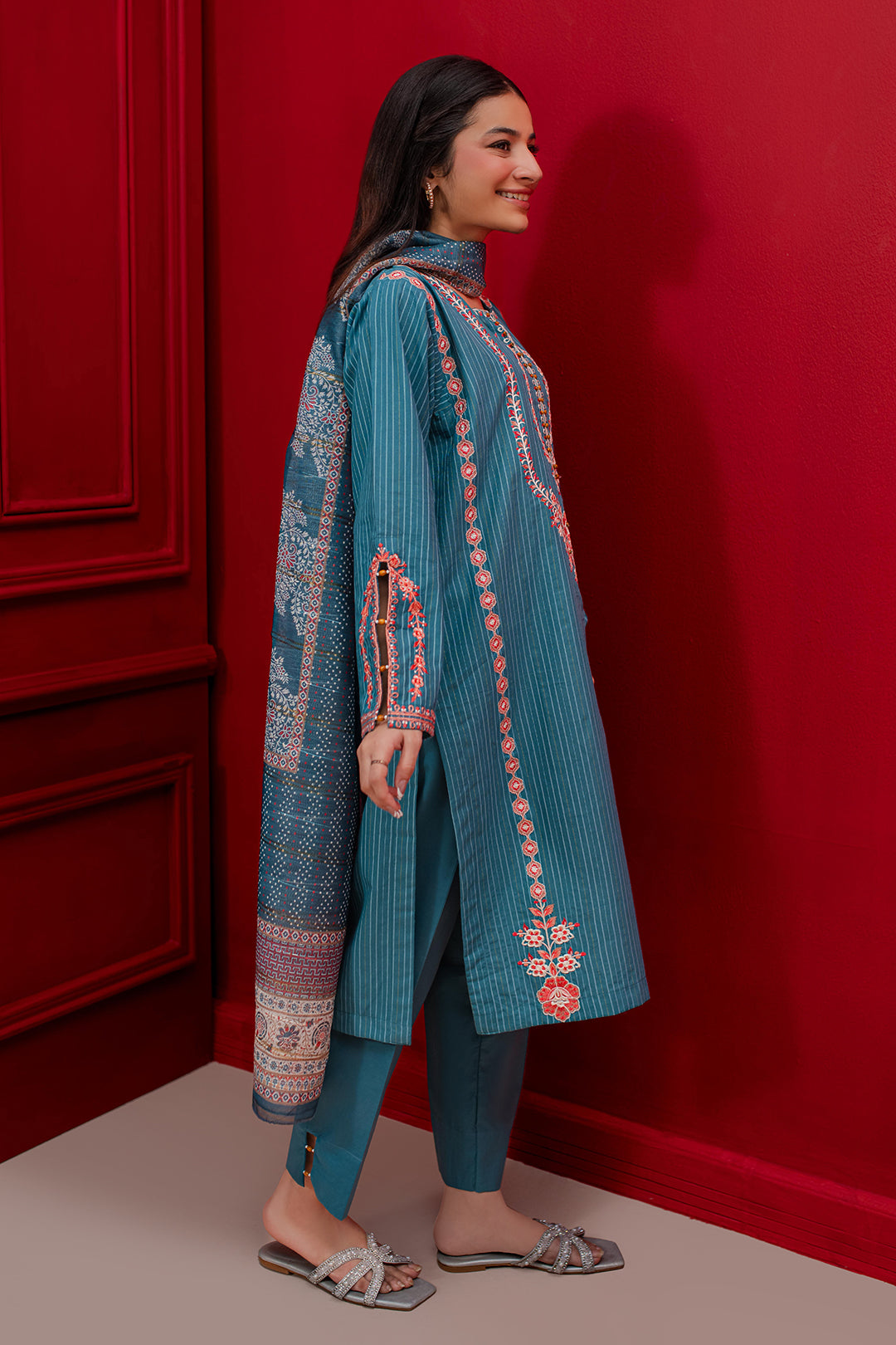 Embroidered Kurta Dupatta Trouser - 1265